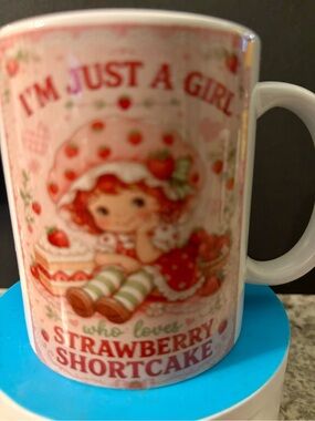 Hand Crafted Pink Strawberry Shortcake Ceramic Mug